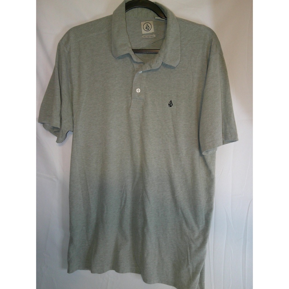 Volcom Mens Gray Polo Shirt Size Large Casual‎ Short Sleeve